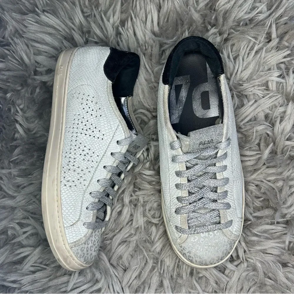 P448 John leopard print lace up distressed sneakers women’s shoe size 7